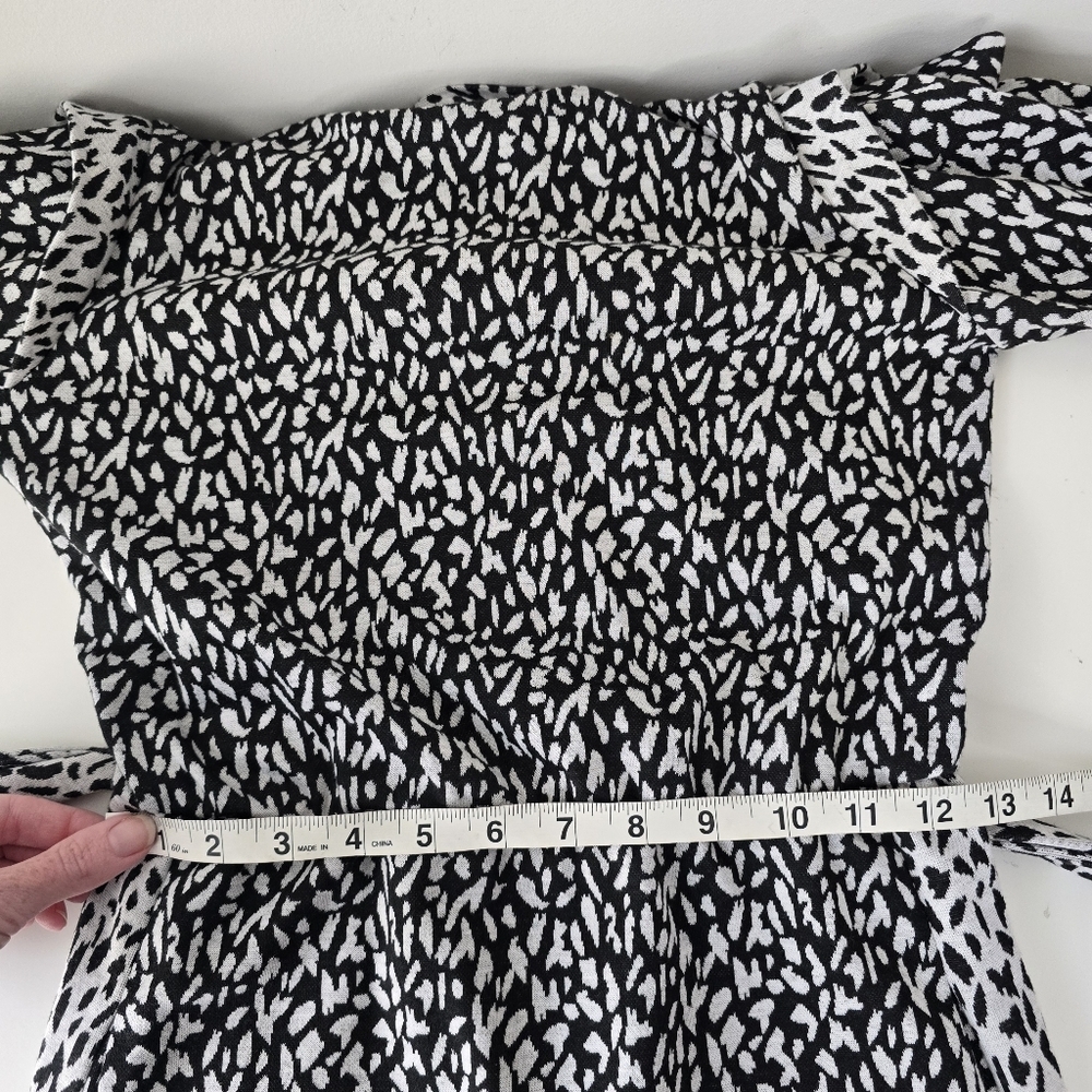 Hutch Long Sleeve Spotted Mini Dress Size XS Ruffles Tie Waist Mock Neck Pockets - Picture 12 of 16
